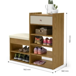 Sapateira com assento e gaveta – Hall