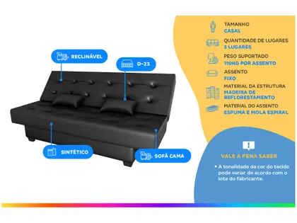 Sofá Cama 3 Lugares em courino – Laila - Imagem 4