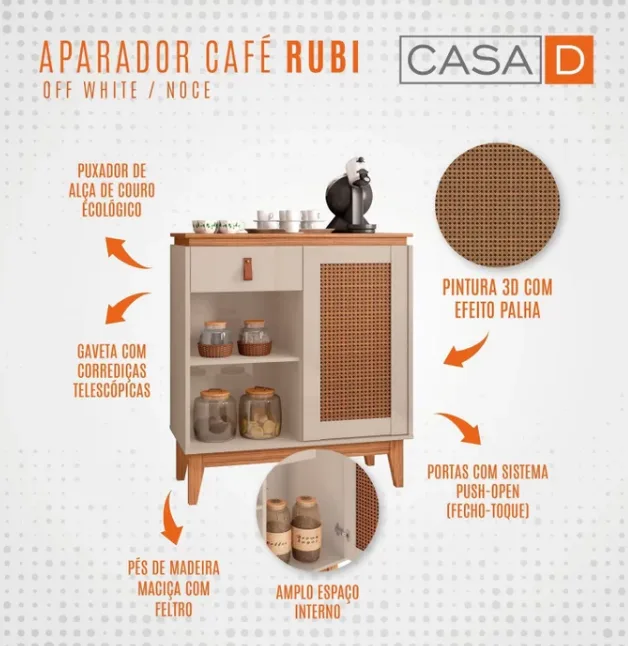 Aparador café 1 Porta 1 Gaveta – Rubi - Imagem 2