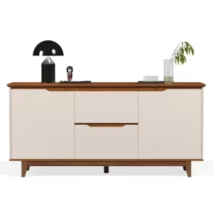 Buffet decorativo 2 portas 2 gavetas com pé de madeira – Flow