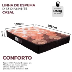 Colchão Casal 100% de Espuma D33 – Diamante