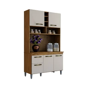 Armario kit de cozinha 5 portas 1 gaveta c/ nicho e adega – Milena